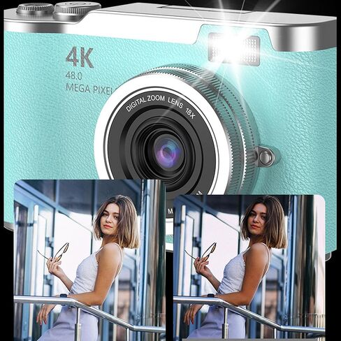 Digital Camera with 2.4" Flip Screen 18X Zoom, 48MP FHD 1080P Point and Shoot Camera Vlogging Camera for (Green) in Saudi Arabia