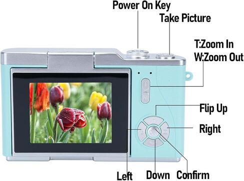 Digital Camera with 2.4" Flip Screen 18X Zoom, 48MP FHD 1080P Point and Shoot Camera Vlogging Camera for (Green) in Saudi Arabia