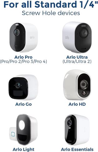 2 Pack Flexible Twist Mount Compatible with Arlo Essential 2K Outdoor/Indoor/Spotlight, Arlo Pro/Pro 2/3/4/5S & Ultra, Bendable No-Drill Security Camera Holder for Damage-Free Installation in Kuwait