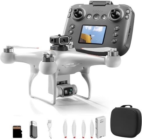 Hobby RC Drone with Screen Remote, Dual 720P Cameras, Optical Flow Positioning, 6-Channel Gyro, Brushless Motor, Headless Mode, Hover Function, One-Key Takeoff, Altitude Hold, Standard Battery. Beginner-Friendly RC Quadcopter Drone in Saudi Arabia
