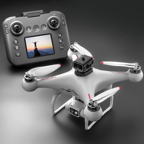 Hobby RC Drone with Screen Remote, Dual 720P Cameras, Optical Flow Positioning, 6-Channel Gyro, Brushless Motor, Headless Mode, Hover Function, One-Key Takeoff, Altitude Hold, Standard Battery. Beginner-Friendly RC Quadcopter Drone in Saudi Arabia