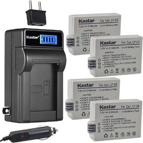 Kastar 2-Pack LP-E5 Battery and LCD AC Charger Compatible with Canon LC-E5 LC-E5 LC-E5E EOS, Rebel XSi, EOS Rebel XS, EOS Rebel T1i, EOS 450D, EOS 500D, EOS 1000D, EOS Kiss F, EOS Kiss X2, EOS Kiss X3 in Kuwait
