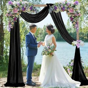 FUHSY Wedding Arch Draping Fabric Peach Pink Chiffon Fabric Drapes 20FT 1 Panel Sheer Curtains Wedding Arch Backdrop for Party Ceiling Decorations Weddings Ceremony Drape Fabrics for Arbor Archs Decor in Kuwait