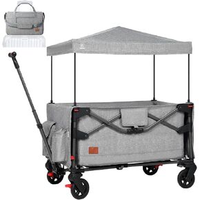 EVER ADVANCED Lightweight Foldable Travel Wagon Stroller for 2 Kids - Carry-on Airplane Size with Travel Bag - All-Terrain Wheels, 5-Point Harness - Portable Kids & Cargo Wagon for Zoo & Park in Saudi Arabia