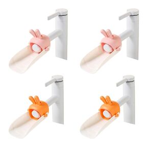4pcs Cute Cartoon Faucet Expander, Rabbit U-Shaped Widening Faucet Expander | Bathroom Kitchen Faucet Splash Proof Sink (Pink/Orange/Yellow/Green) in Saudi Arabia
