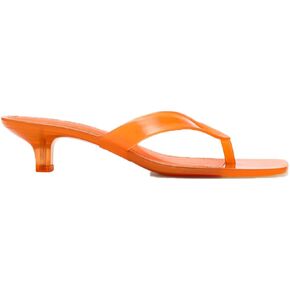 Women's Kitten Heels Sandals Flip Flop Heels Jelly Square Toe Heels | Thong Flip Flop Heeled Sandals Slip On Dressy Sandal Sexy Low Heels 1.73 Inch Comfortable Jelly Heels Slide Shoes for Casual in Kuwait