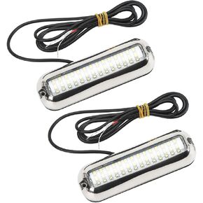 Jeffergarden Marine Led Lights, Stainless Steel Underwater Boat Light with 42 LEDs 1500LM IP68 120 Degree Beam 10 to 30V DC for Yacht Fishing Transom Drain Plug Use (White 6000K-6500K) in Saudi Arabia
