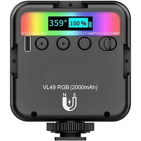 RGB Full Color LED Video Light 2500K-9000K 800LUX Magnetic Mini Fill Extend 3 Cold Shoe 2000mAh Type-c Port(E) in Kuwait