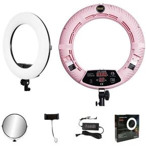 Dimmable LED Ring Light FD-480II for Portrait Selfie YouTube Photo Video Studio Photography Continuous Light with Tripod, Batteries, Chargers, Carrying Bag, Makeup Mirror, Photo in Saudi Arabia