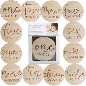 Little Pear Baby Keepsake Milestone Blocks, Growth Marker Blocks, Baby Age Photo Prop, Gray & White, Wooden in Saudi Arabia