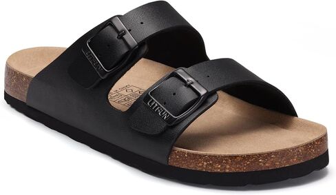 Litfun Unisex Cork Footbed Sandals Summer Slip On Slides for Women Men | Adjustable Buckle, Comfortable Sandals With Arch Support, Beach Casual Style in Saudi Arabia