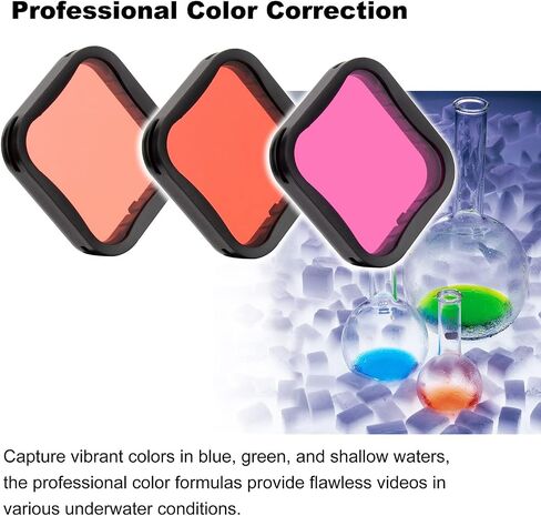 GEPULY Underwater Filters for GoPro Hero 5 6 7 Black Hero 2018 Camera | Red Light Red Magenta 5X Close-Up Filter For Go Pro Official Housing Snap-On Fit Tether Included Underwater Color Correction in Saudi Arabia