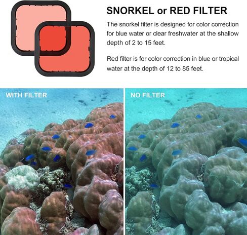 GEPULY Underwater Filters for GoPro Hero 5 6 7 Black Hero 2018 Camera | Red Light Red Magenta 5X Close-Up Filter For Go Pro Official Housing Snap-On Fit Tether Included Underwater Color Correction in Saudi Arabia