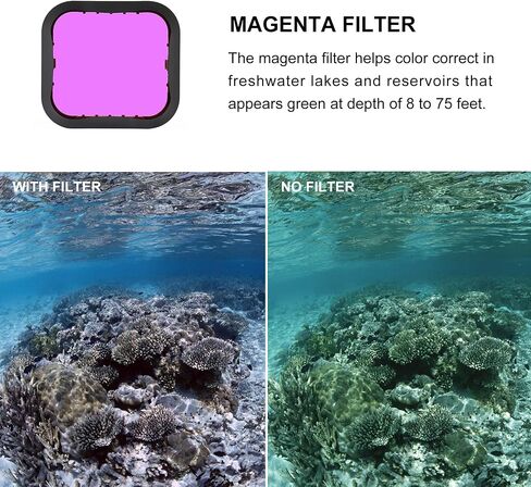 GEPULY Underwater Filters for GoPro Hero 5 6 7 Black Hero 2018 Camera | Red Light Red Magenta 5X Close-Up Filter For Go Pro Official Housing Snap-On Fit Tether Included Underwater Color Correction in Saudi Arabia