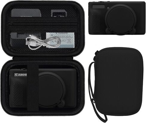 Case for Canon PowerShot SX740 SX730, Hard Carrying Case + Silicone Cover | Protective Carrying Bag, Dust & Scratch Resistant, Compact Portable, Vlog Shooting & Daily Travel Use, Black in Saudi Arabia