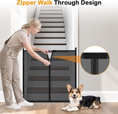 Mesh Dog Gate for Doorways&Stairs, Fits Door Opening 36" Tall x 36" Wide-Screen Size 36" Tall x 39" Wide, No Drilling Scratch-Resistant mesh Pet Screen Indoor, Portable&Foldable No Screw Puppy Barrier in Saudi Arabia