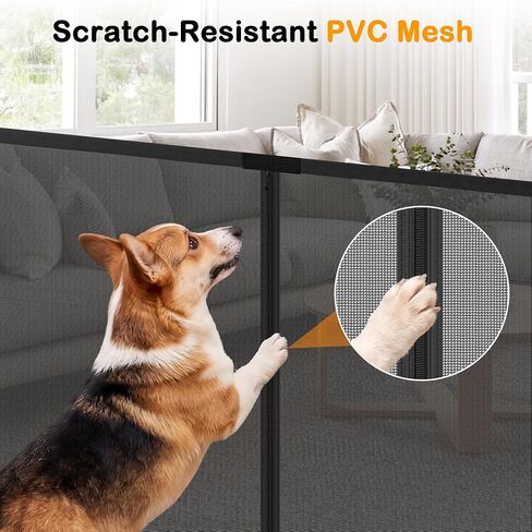 Mesh Dog Gate for Doorways&Stairs, Fits Door Opening 36" Tall x 36" Wide-Screen Size 36" Tall x 39" Wide, No Drilling Scratch-Resistant mesh Pet Screen Indoor, Portable&Foldable No Screw Puppy Barrier in Saudi Arabia