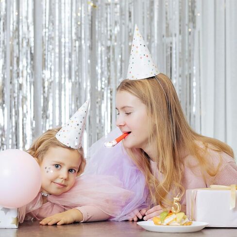 Pastel Pink and Silver Foil Fringe Curtains - 4 Pack Party Backdrop Decorations for Birthday, Bachelorette, Valentine's Day Celebrations in Kuwait