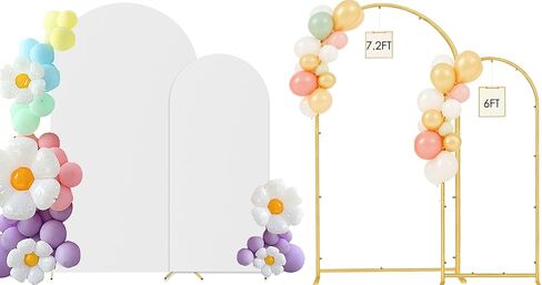 Wedding Arch Backdrop Stand and Cover Set, Black, 6FT/6.6FT/7.2FT | Set of 3, Metal Arch Backdrop Stand, High Elasticity Arch Cover, For Wedding Birthday Baby Shower in Saudi Arabia