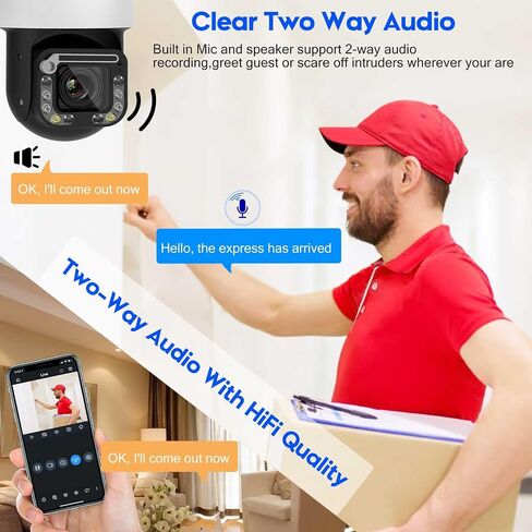 VIKYLIN 4K PTZ Outdoor Camera 8MP IP POE Auto Tracking Pan Tilt 18xOptical Zoom with Wiper,Spotlights Color Night Vision,AI Human/Vehicle Detection,2-Way Talk, SD (512GB) in Saudi Arabia
