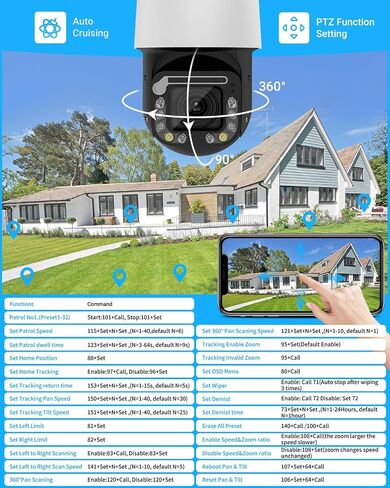 VIKYLIN 4K PTZ Outdoor Camera 8MP IP POE Auto Tracking Pan Tilt 18xOptical Zoom with Wiper,Spotlights Color Night Vision,AI Human/Vehicle Detection,2-Way Talk, SD (512GB) in Saudi Arabia