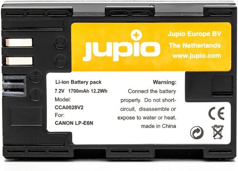 بطارية بديلة للكاميرا الرقمية Jupio لكاميرا Canon LP-E6n | NB-E6n، رمادي (CCA0028) | كاميرا DSLR وطاقة بدون مرآة بسعة 1700 مللي أمبير في الساعة وإخراج 7.4 فولت in Kuwait