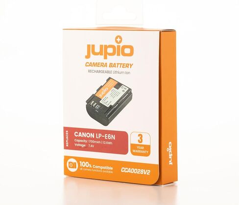 بطارية بديلة للكاميرا الرقمية Jupio لكاميرا Canon LP-E6n | NB-E6n، رمادي (CCA0028) | كاميرا DSLR وطاقة بدون مرآة بسعة 1700 مللي أمبير في الساعة وإخراج 7.4 فولت in Kuwait