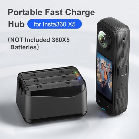3 Slot Battery Charge Hub Compatible with Insta360 X5 | 360 X5 Battery Charger Accessories Includes Charging Cable(NOT Included 360X5 Battery) in Saudi Arabia