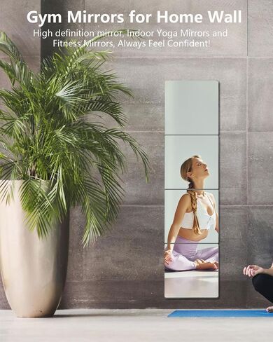 Shatterproof Peel and Stick on Mirror Tiles for Wall Decorative,4 Pcs 8x8 in Unbreakable Small Mirrors for Wall Classroom Decor, Toddlers Mirror for Kids Bedroom, Plastic Door Adhesive Mirrors in Kuwait