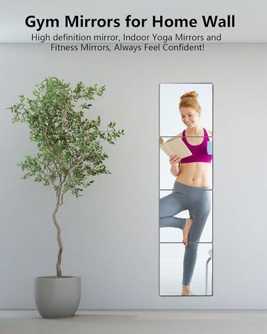 Shatterproof Peel and Stick on Mirror Tiles for Wall Decorative,4 Pcs 8x8 in Unbreakable Small Mirrors for Wall Classroom Decor, Toddlers Mirror for Kids Bedroom, Plastic Door Adhesive Mirrors in Kuwait