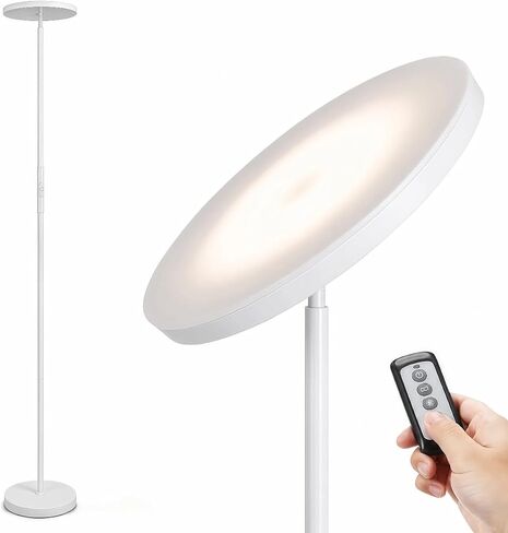 LED Torchiere Floor Lamp with Remote, Stepless Dimmable Standing Lamp | Super bright uplight fills ceilings and dark corners for living rooms, bedrooms, home offices, reading nooks and apartments in Saudi Arabia