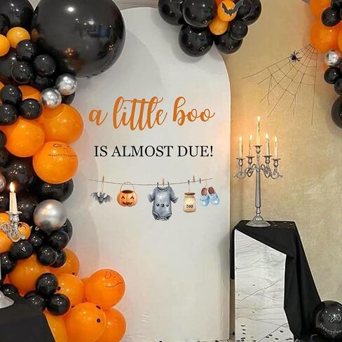 A Little Boo is Almost Due Decal | Halloween Baby Shower Gender Reveal Party Decorations,Little Boo Bat Pumpkin Sign Balloon Arch Background Decal in Saudi Arabia