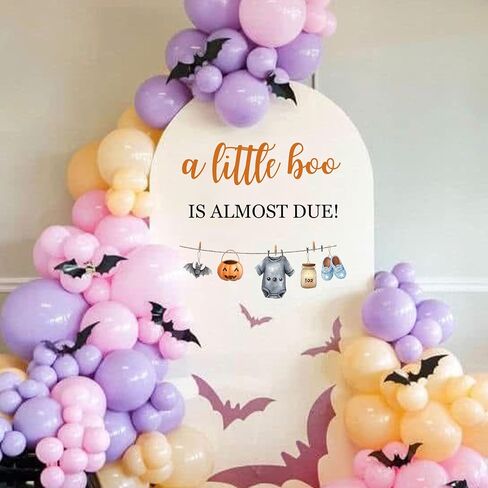 A Little Boo is Almost Due Decal | Halloween Baby Shower Gender Reveal Party Decorations,Little Boo Bat Pumpkin Sign Balloon Arch Background Decal in Saudi Arabia
