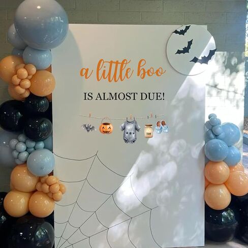 A Little Boo is Almost Due Decal | Halloween Baby Shower Gender Reveal Party Decorations,Little Boo Bat Pumpkin Sign Balloon Arch Background Decal in Saudi Arabia