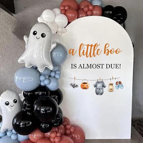 A Little Boo is Almost Due Decal | Halloween Baby Shower Gender Reveal Party Decorations,Little Boo Bat Pumpkin Sign Balloon Arch Background Decal in Saudi Arabia