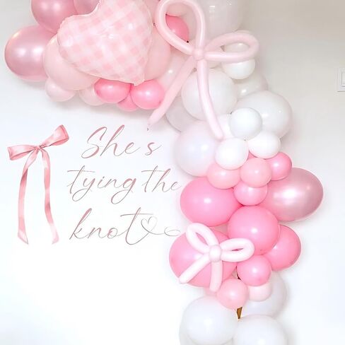 She's Tying The Knot Decal - Bachelorette Pink Bow Sign Decor Decal, Bridal Shower Decoration Sticker for Engagement Party, Balloon Arch, Backdrop (Knot Decal Pink) in Kuwait