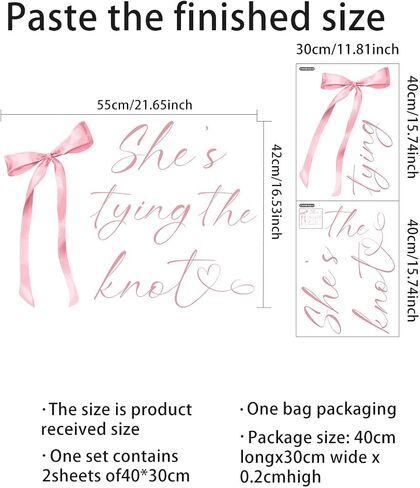 She's Tying The Knot Decal - Bachelorette Pink Bow Sign Decor Decal, Bridal Shower Decoration Sticker for Engagement Party, Balloon Arch, Backdrop (Knot Decal Pink) in Kuwait