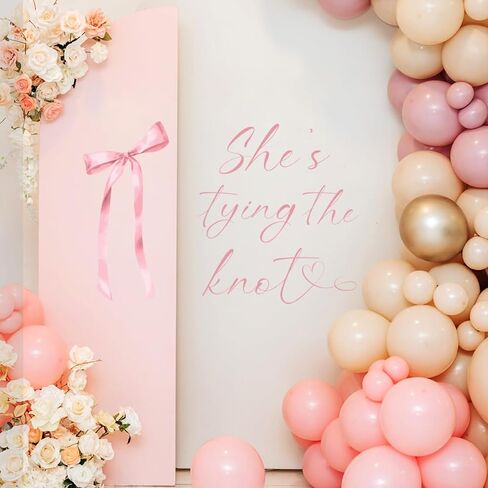 She's Tying The Knot Decal - Bachelorette Pink Bow Sign Decor Decal, Bridal Shower Decoration Sticker for Engagement Party, Balloon Arch, Backdrop (Knot Decal Pink) in Kuwait