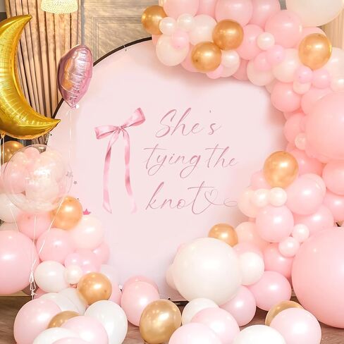 She's Tying The Knot Decal - Bachelorette Pink Bow Sign Decor Decal, Bridal Shower Decoration Sticker for Engagement Party, Balloon Arch, Backdrop (Knot Decal Pink) in Kuwait