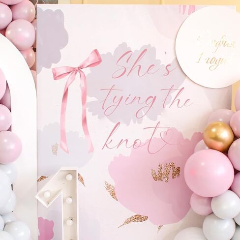 She's Tying The Knot Decal - Bachelorette Pink Bow Sign Decor Decal, Bridal Shower Decoration Sticker for Engagement Party, Balloon Arch, Backdrop (Knot Decal Pink) in Kuwait