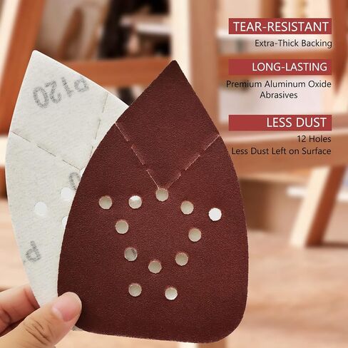 120 Grit Mouse Sander Sandpaper, 50PCS Sanding Pads for Mouse Palm Sanders, Hook and Loop Sandpaper, Triangle Sanding Pads for Black and Decker Mouse Sanders and Many Other Palm Sanders (120 Grit) in Saudi Arabia