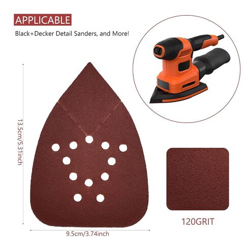 120 Grit Mouse Sander Sandpaper, 50PCS Sanding Pads for Mouse Palm Sanders, Hook and Loop Sandpaper, Triangle Sanding Pads for Black and Decker Mouse Sanders and Many Other Palm Sanders (120 Grit) in Saudi Arabia