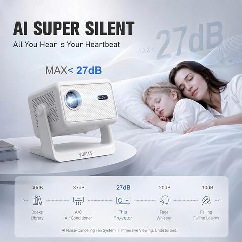 [Officially-Licensed APP & 3200 ANSI] Smart Mini Projector with WiFi and Bluetooth, VOPLLS Portable Outdoor Projector 4K Support , Native 1080P Home Movie Projector in Saudi Arabia