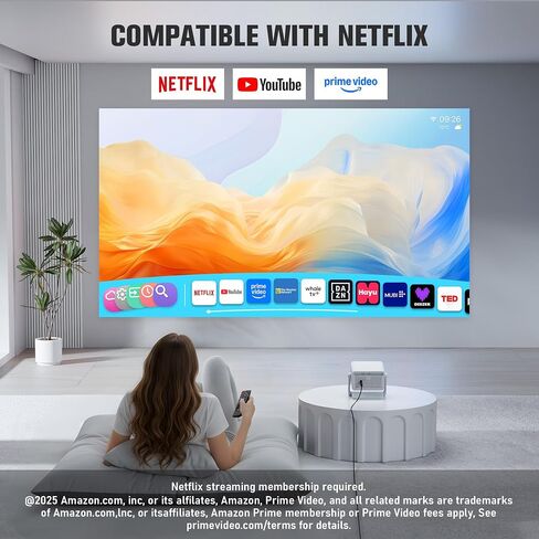 [Officially-Licensed APP & 3200 ANSI] Smart Mini Projector with WiFi and Bluetooth, VOPLLS Portable Outdoor Projector 4K Support , Native 1080P Home Movie Projector in Saudi Arabia
