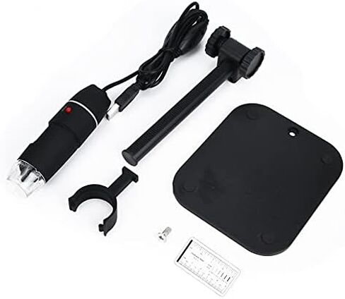 S02 50-500X 8LED White Light USB Digital Binocular Microscope Instrument with Lifting Support Bracket Microscopio Supports (Color : Black) in Saudi Arabia