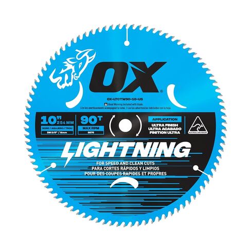 OX Pro 10 in 90-Tooth Carbide Circular Saw Blade for Wood | 5/8 in bore, table saw and miter saw compatible, hardwood, softwood, plywood, laminate cutting in Kuwait