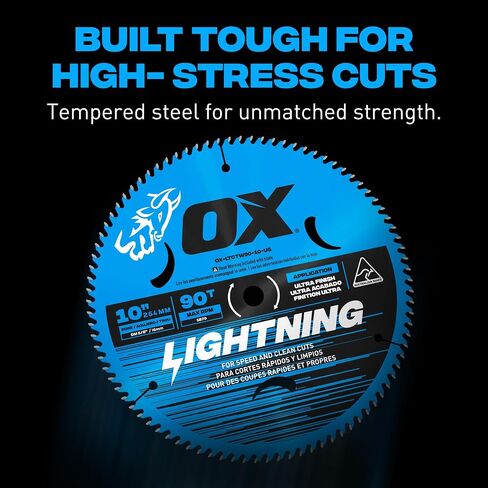 OX Pro 10 in 90-Tooth Carbide Circular Saw Blade for Wood | 5/8 in bore, table saw and miter saw compatible, hardwood, softwood, plywood, laminate cutting in Kuwait