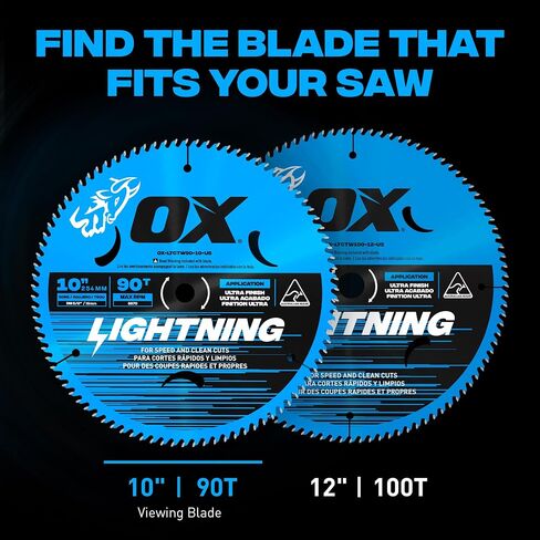 OX Pro 10 in 90-Tooth Carbide Circular Saw Blade for Wood | 5/8 in bore, table saw and miter saw compatible, hardwood, softwood, plywood, laminate cutting in Kuwait