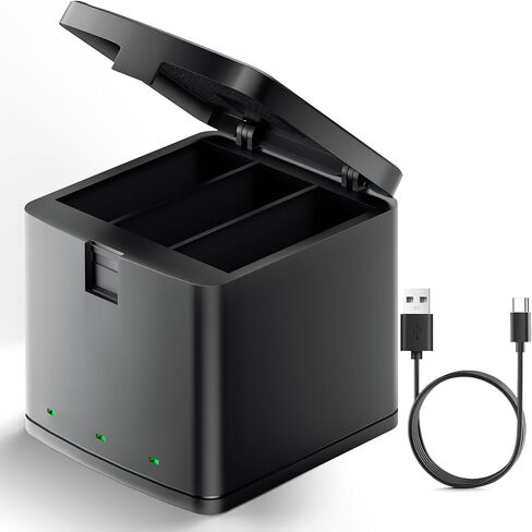 Battery Charger Compatible with GoPro Hero 12/11/10/9 Black Battery | 3-Channel USB Fast Battery Charger Station with LED light in Saudi Arabia