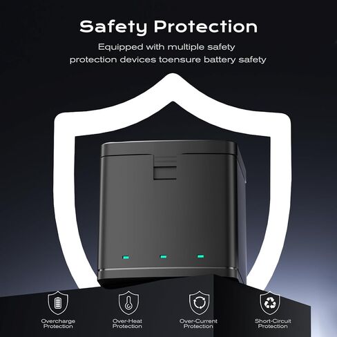 Battery Charger Compatible with GoPro Hero 12/11/10/9 Black Battery | 3-Channel USB Fast Battery Charger Station with LED light in Saudi Arabia